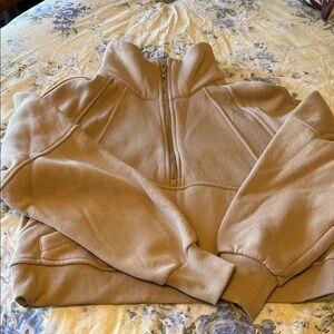 Cozy Tan Quarter-Zip Sweatshirt